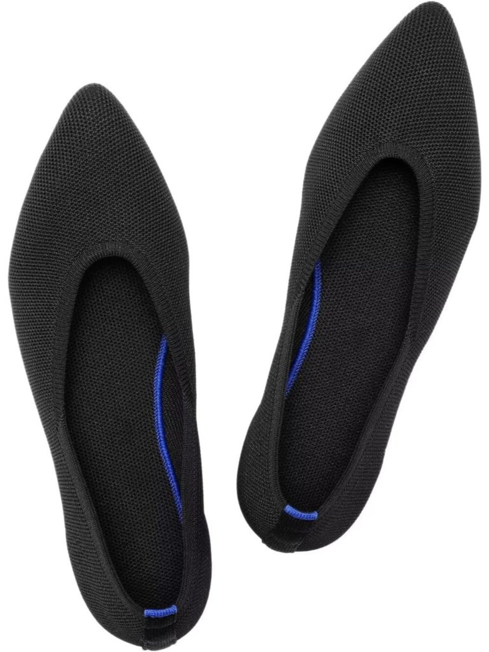 Women's Black Solid Comfort Pointed Toe Softable Pull On Knit Casual Flat Shoes